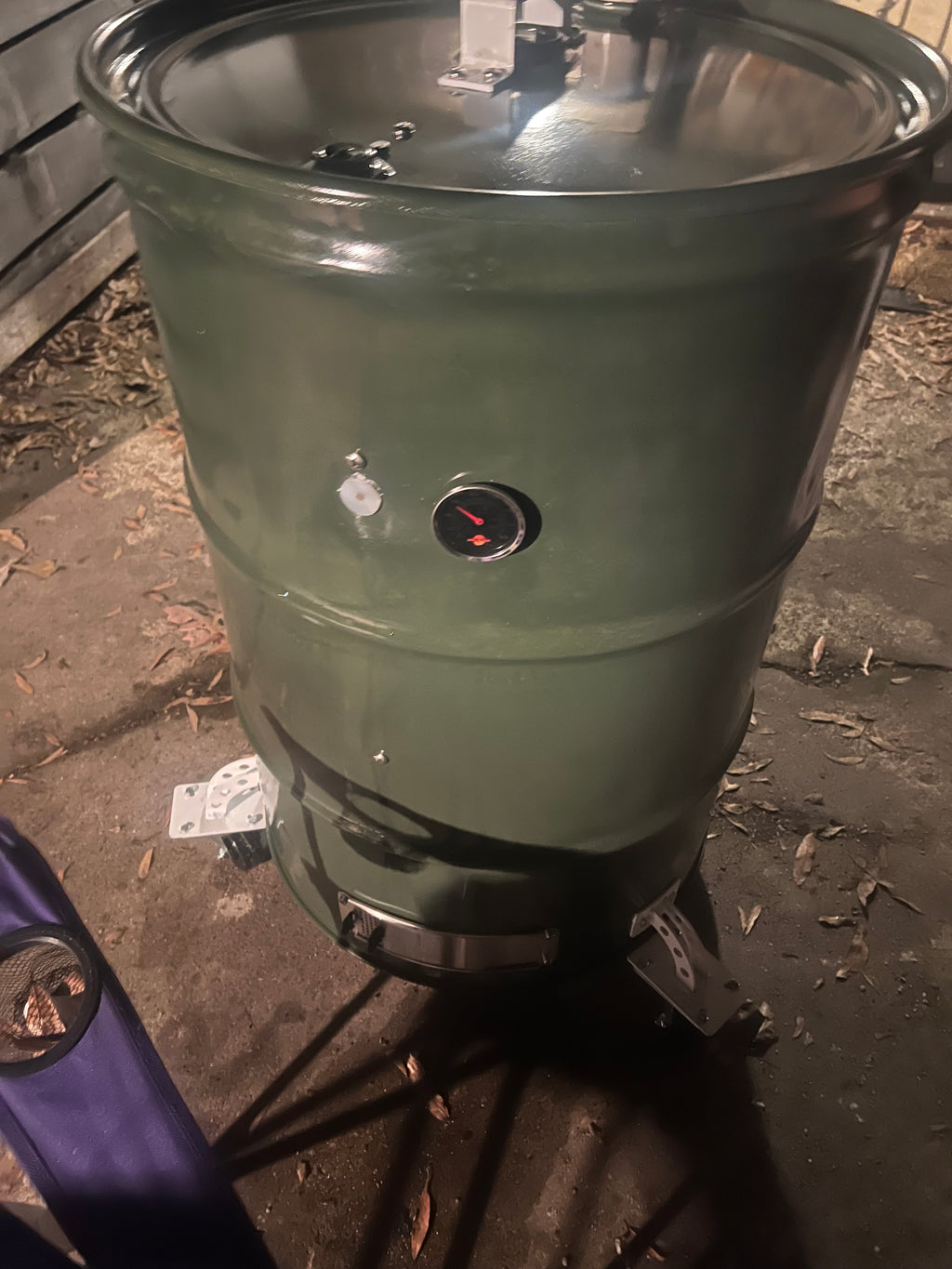 Old Grunt Pit Works Slide Vent Barrel Smoker